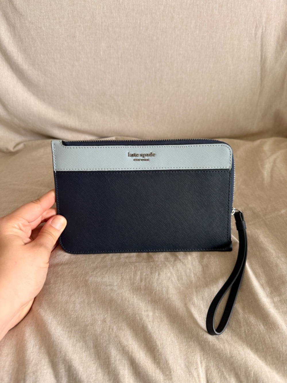Kate Spade Navy and Light Blue Wristlet